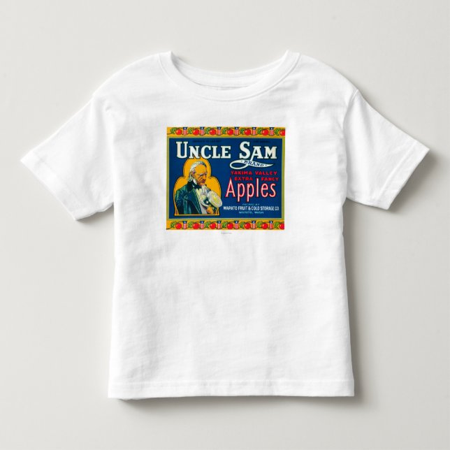 Etikett för Uncle Sam Apple (blått) - Wapato, WA Tee Shirt (Framsida)