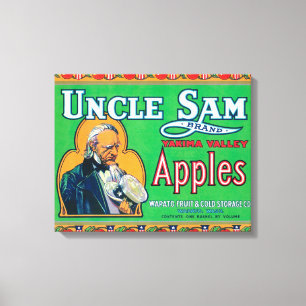 Etikett för Uncle Sam Apple (grönt) - Wapato, WA Canvastryck