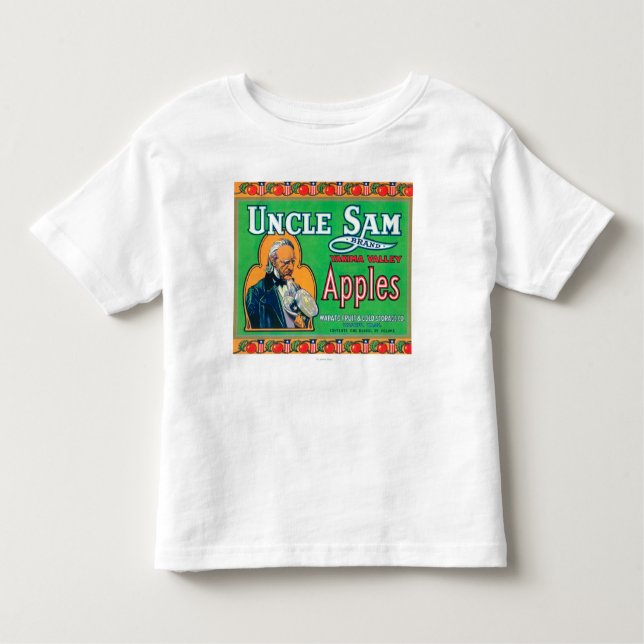 Etikett för Uncle Sam Apple (grönt) - Wapato, WA Tee (Framsida)