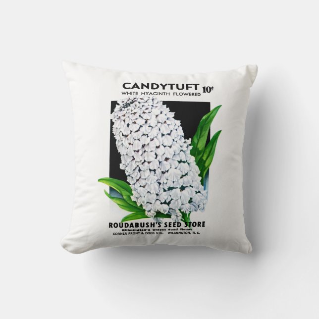 Etikett för utsäde av Candy Tuft Flowers Kudde (Framsida)