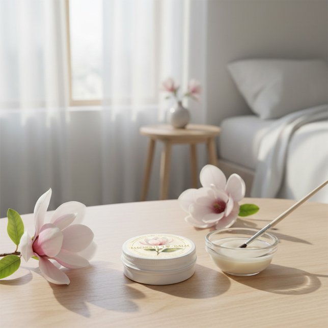 Etikett för vattenfärg Magnolia Lip Balm-etikett (Skapare uppladdad)