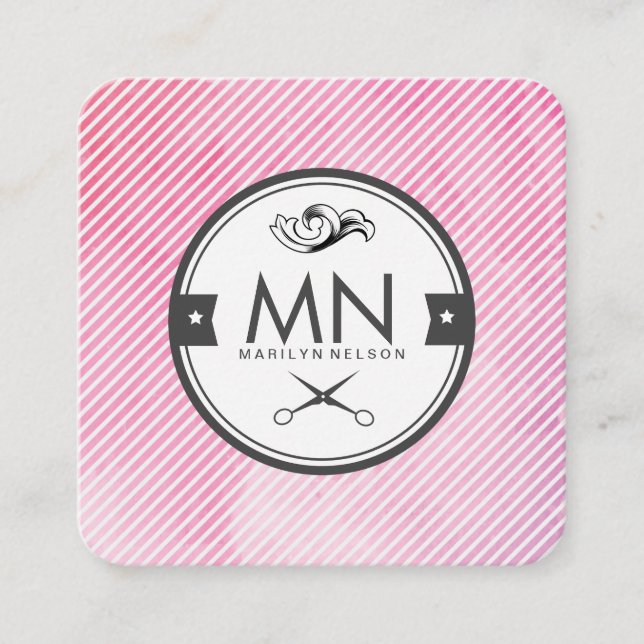 Etikett för vattenfärgen Rand Finare Stylist Fyrkantigt Visitkort (Framsida)