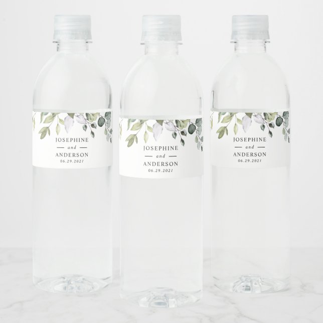 Etikett för Vattenflaska av Eucalyptus Wedding Rec (Flaskor)