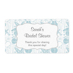 Etikett för Vattenflaska med blå Snäckor - anpassa Fraktsedel