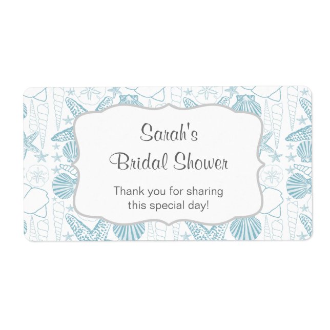 Etikett för Vattenflaska med blå Snäckor - anpassa Fraktsedel (Framsidan)