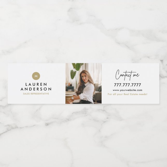 Etikett för vattenflasksmarknadsföring för fastigh (Singel etikett)