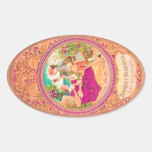 Etikett för viktoriansk kolonial Fransk blommigt p