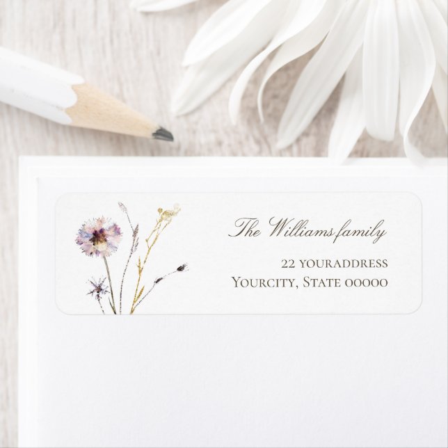 etikett för vilda blommor returadress etikett (Insitu)