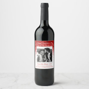 Etikett för vin för hjärtavalentines dayfoto