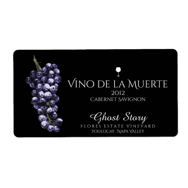 etikett för vino de la muerte vin fraktsedel (Framsidan)