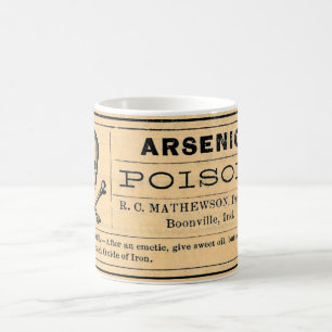 Etikett för vintagearsenikgift kaffemugg