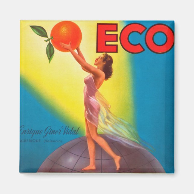 Etikett för vintagens ekoOrange Magnet (Framsidan)