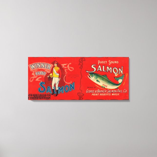 Etikett för Winner Brand Salmon Canvastryck (Framsida)