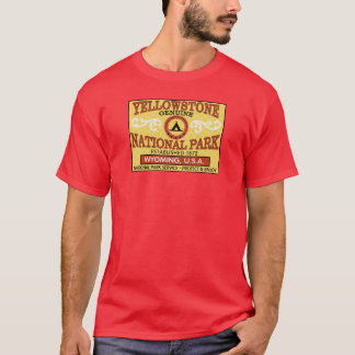 Etikett för Yellowstone nationalparkvintage T-shirt