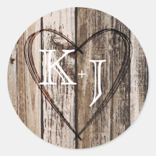 Etikett för ylle Heart Etching Rustic Monogram Brö
