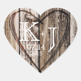 Etikett för ylle Heart Etching Rustic Monogram Brö