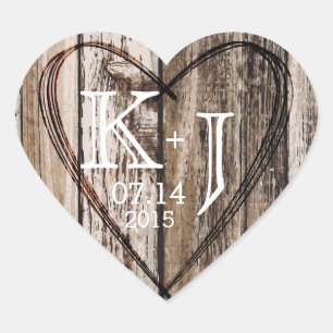 Etikett för ylle Heart Etching Rustic Monogram Brö