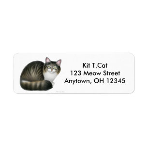 Etikett Friendly Tabby katt Returadress Etikett