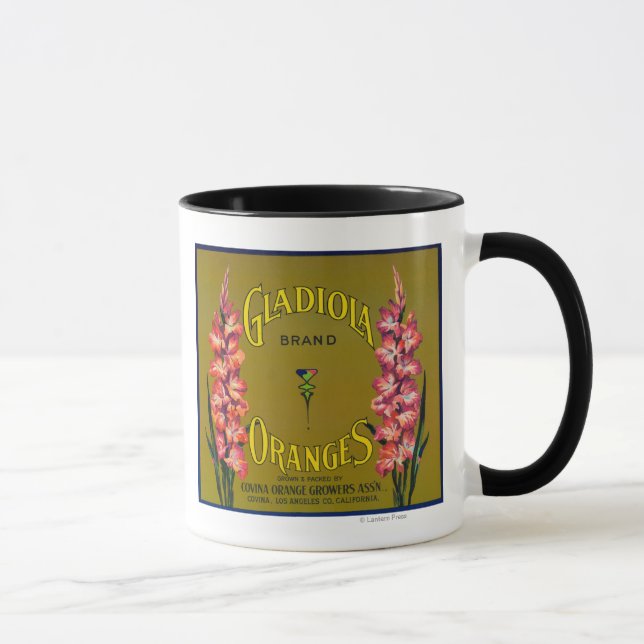 Etikett Gladiola Brand Citrus Låda Mugg (Höger)