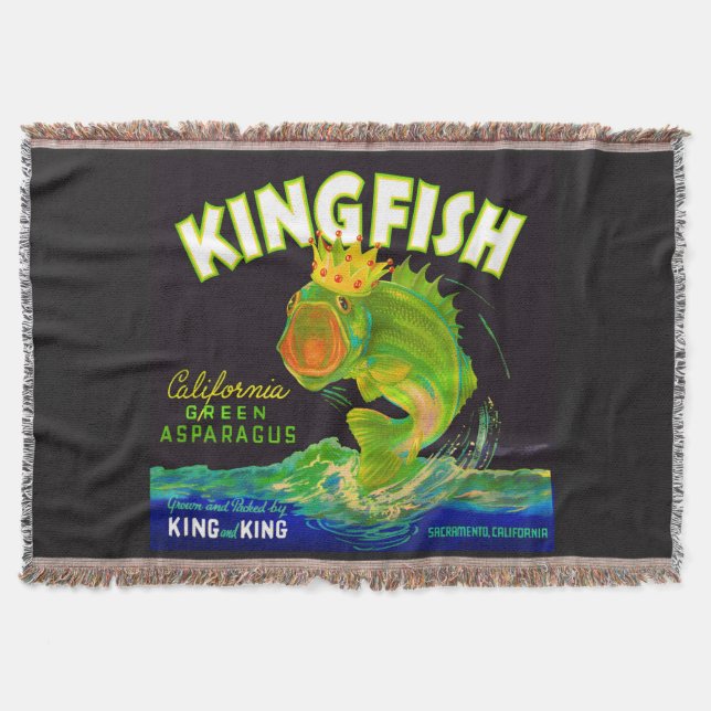 Etikett Kingfish asparagus låda 1930 Filt (Framsidan)