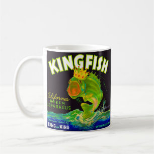 Etikett Kingfish asparagus låda 1930 Kaffemugg