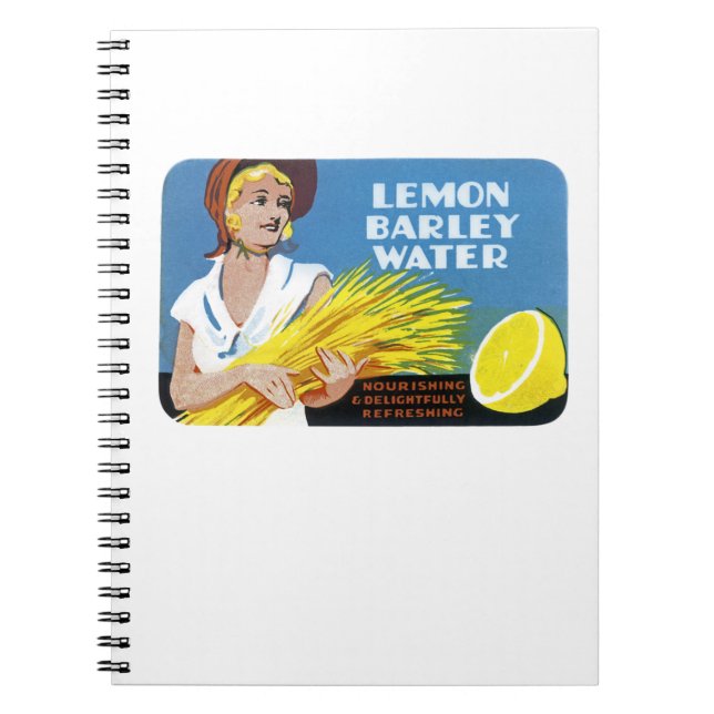 Etikett Lemon Barley Vatten Anteckningsbok (Framsidan)