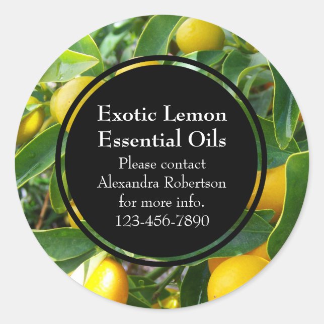 Etikett Lemon Essential Oil Business Flaska (Framsida)