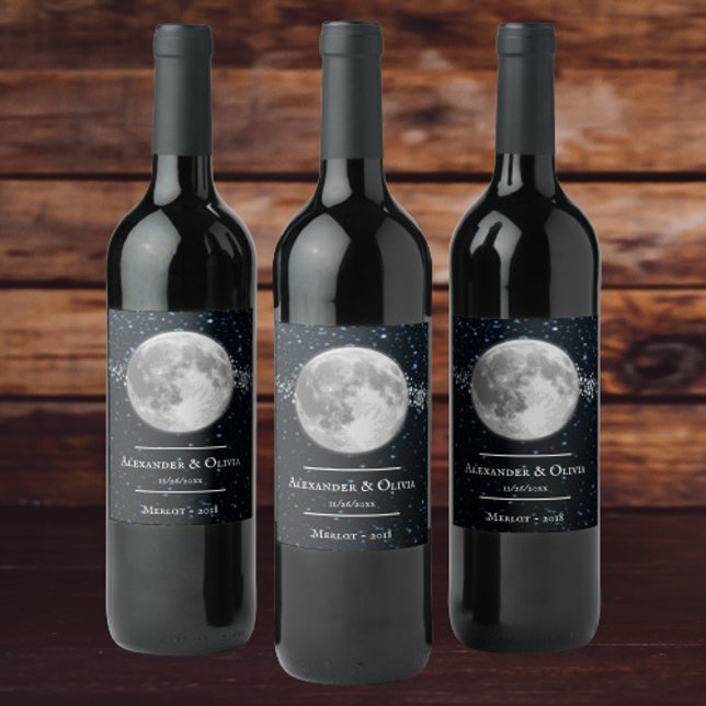 Etikett Lunar Bröllop Vin (Lunar Wedding  Wine Label)