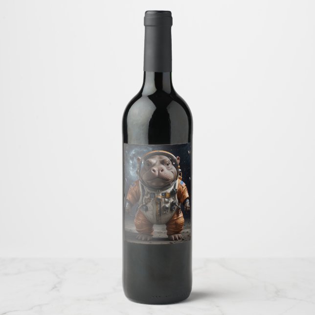 Etikett med hippopotamus i rymdfarkosten (Framsida)