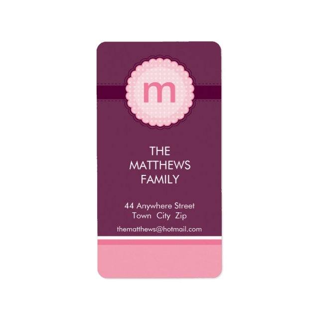 ETIKETT: monogram2 1P Adressetikett (Framsidan)