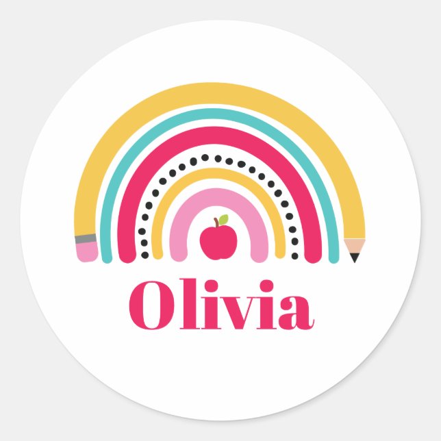 Etikett Namn för School Rainbow Personlig (Framsida)