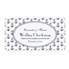 Etikett Nautical Anchor Mönster Pearl 2H Vin Flask Fraktsedel