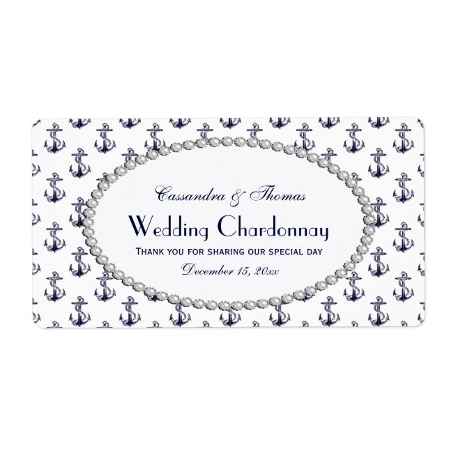 Etikett Nautical Anchor Mönster Pearl 2H Vin Flask Fraktsedel (Framsidan)