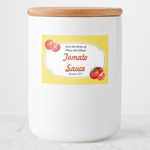 Etikett på burk för tomatsås