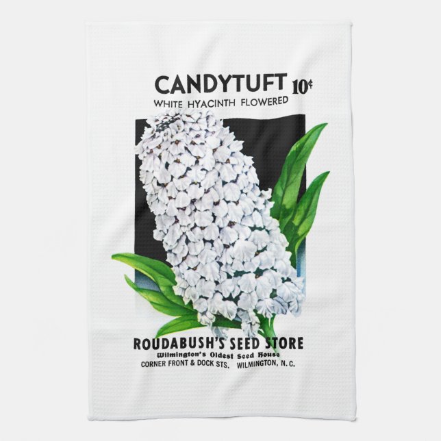 Etikett på Candytuft Seed-paket Kökshandduk (Vertikal)