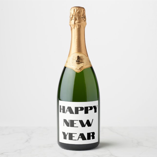ETIKETT PÅ gott nytt år VIN CHAMPANGE ETIKETT (Framsida)