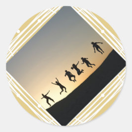 Etikett på julfotopat Beige Gift