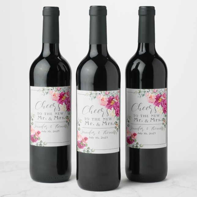 Etikett Peony & Ro Eucalyptus Greenery Vin (Flaskor)