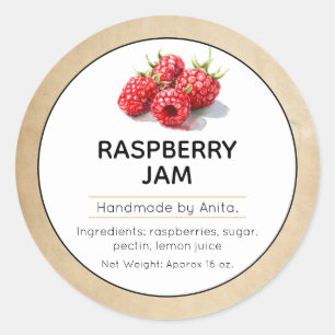 Etikett Raspberry Sylt eller Jelly Canning Burk