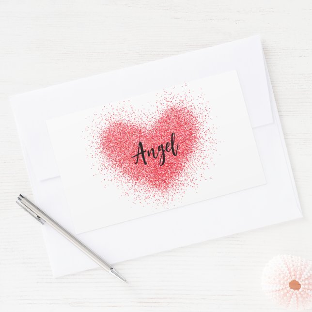 Etikett - Rött hjärta (Kuvert)