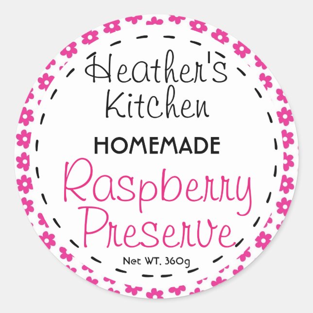 Etikett - Rund etikett för hallonkonserver eller s (Framsida)