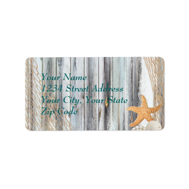 Etikett Rustic Beach Starfish Bröllop Adressetikett (Framsidan)