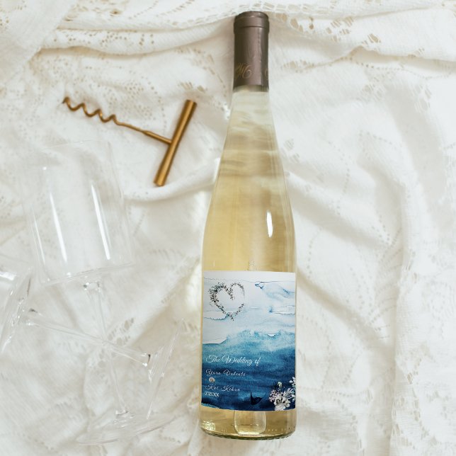 Etikett Rustic Ocean Bröllop Vin (Skapare uppladdad)