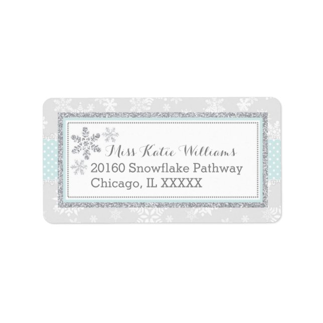 Etikett Silver Glitter Blue Pojke Adressetikett (Framsidan)
