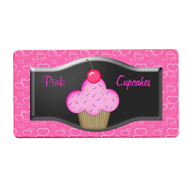 Etikett söta rosa cupcakes-etiketter fraktsedel (Framsidan)