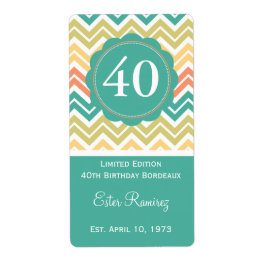 Etikett Teal Chevron Vin (375 ml) Fraktsedel