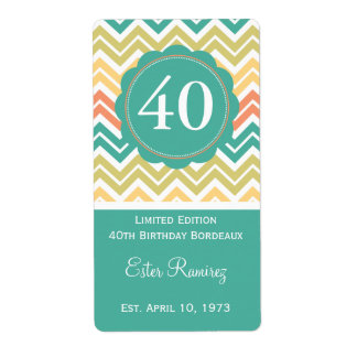 Etikett Teal Chevron Vin (375 ml) Fraktsedel