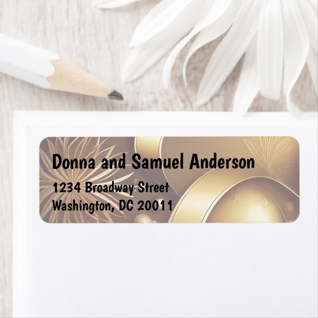 Etikett till Helgdag Brev w Photo - Golden Moments Returadress Etikett (Insitu)