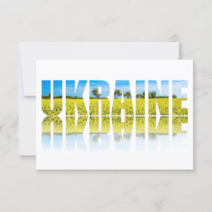 Etikett Ukraina med blå himmel och gult fält