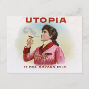 Etikett Utopia av cigarettlåda Vykort